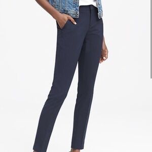 Banana Republic Ryan Pants 14S Blue Double Weave Ankle Stretch Work Office NWOT